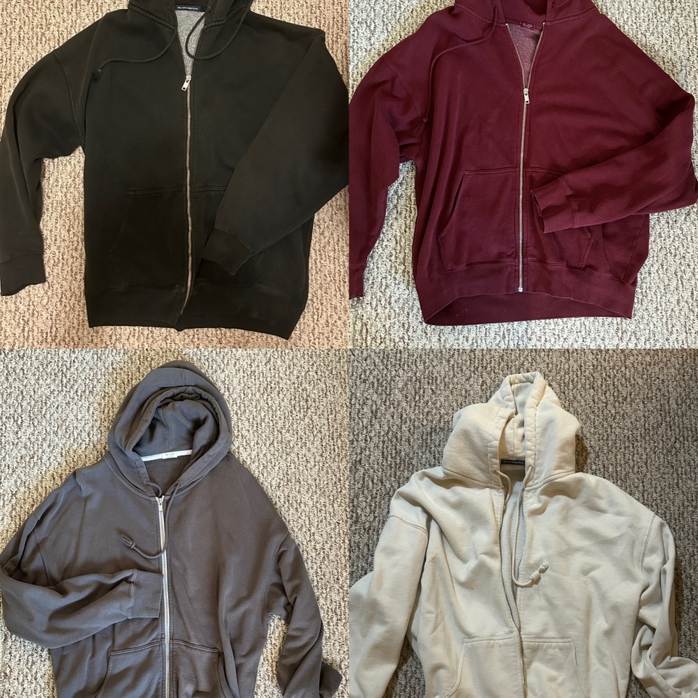 Brandy Melville Black, Burgundy, Gray, and Cream Hoodies